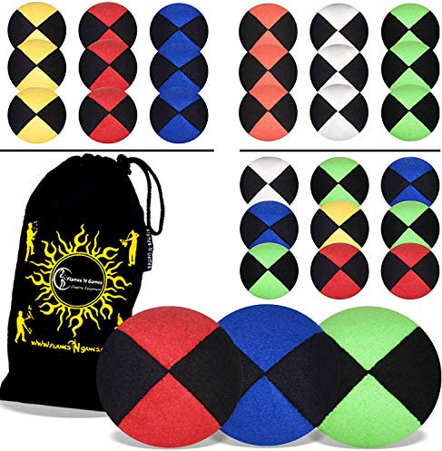 3x Pro Thud Juggling Balls (Deluxe-SUEDE) Professional Juggling Balls Set of 3 + Travel Bag! (Green)