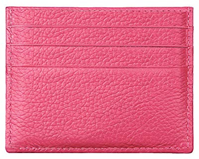 Hibate Women's Real Leather Slim Wallets Card Case Holder Front Pocket Sleeve Debit Credit - Rose Pink
