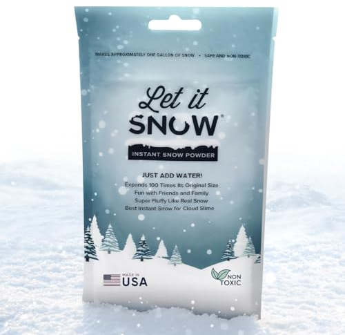 Let it Snow Instant Fake Snow Powder – Made in The USA, Perfect for Kids, Holiday Decorations, Sensory Play, and Slime – 1 Pack, Makes 1 Gallons Snow