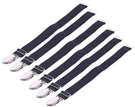ranrann Unisexe Jarretière Ceintures Y Style Élastique Porte-jarretelles pour Corsets Ceintures Porte-Bas Bas Attache Bretelle avec Clip Métal Plastique Noir A Métal 6Pcs