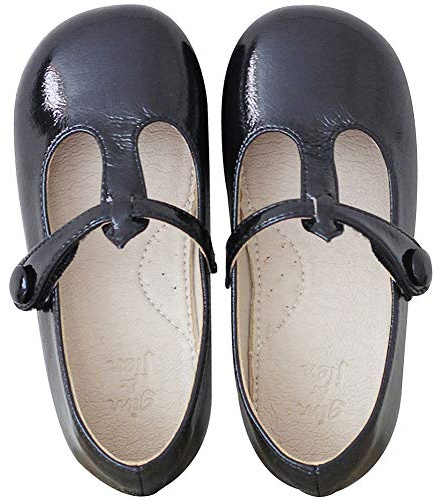rismart Bailarina Mary Jane para Pequeñas Princesas Plana t Bar Oxford Zapatos (Negro,22 EU)