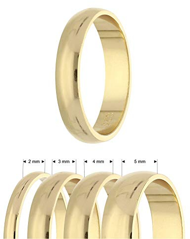 Treuheld® Ring aus 925 Sterling Silber | Gold | Ringgröße 58 | Breite 5mm | Damen & Herren | glänzend | Freundschaftsring Verlobungsring Ehering