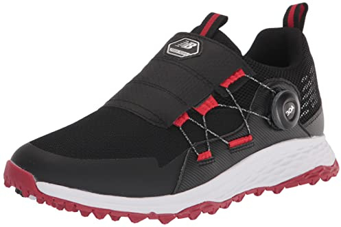 New Balance Men's Fresh Foam PaceSL BOA Golf Shoe, Black/Red, 10