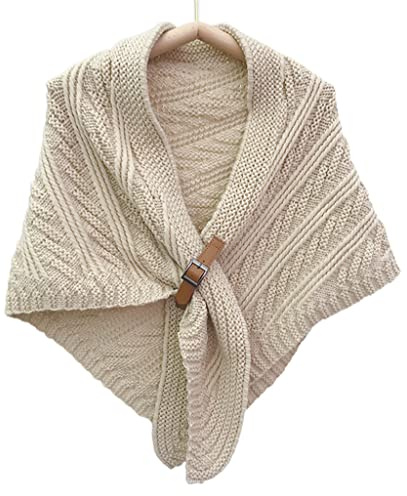 S-TROUBLE Écharpe Triangulaire Boucle en Cuir Unique Châle Wraps pour Femmes Écharpe Boucle Triangulaire Châle Wraps