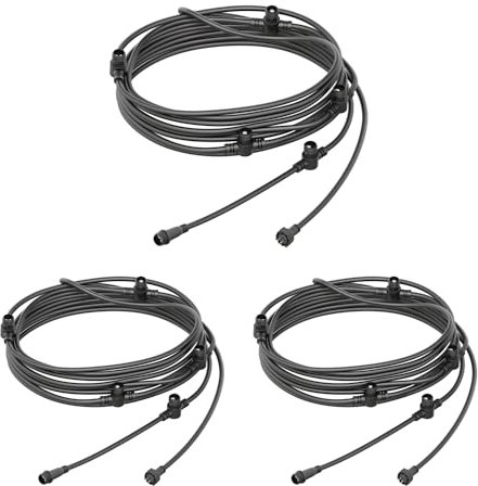 ledscom.de Distributore 3 x 6 vie per sistema a innesto NEMO (IP44), 5,1 m, nero