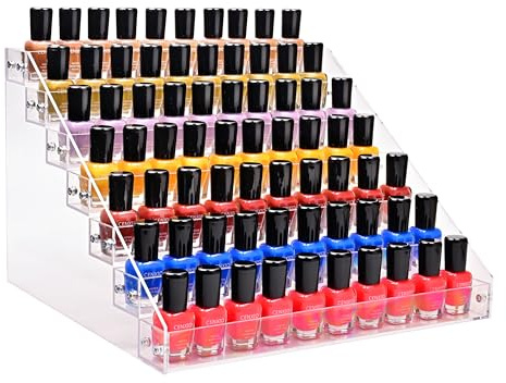 Kingtaily 7 Tiers Layers Organizer Rack Stand Holder Large Capacity Acrylic Clear for Nails Polish Essential Oil Lipstick and Sunglasses