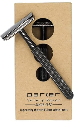Parker, Rasoio di Sicurezza a Pettine Chiuso in 3 Pezzi Modello 78R con 5 Lame Parker in Platino Incluse, (Grafite/Gun Metal)