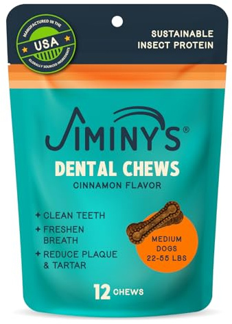 Jiminy's Dental Chews for Dogs, Plaque & Tartar Control, Fresh Breath, 20ct
