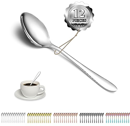 Kyraton Cucchiaini 12 pezzi 14cm cucchiaini in acciaio inossidabile, cucchiaio da dessert, cucchiaino d'oro, cucchiaio d'argento