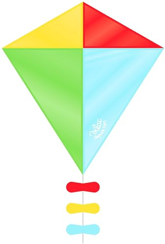 Vilac Diamond Shaped Kite, Large Kite for Kids' Outdoor Play, Easy and Perfect For Beginners, 3+ Years, Nylon, Multicolour, 60 x 70 cm