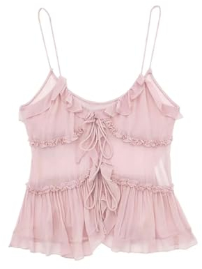 AYAZER 2023 neues Sommer-Damen-Top, modisch und sexy, durchscheinend, geschichtet, Pure Lust, Rosa, S