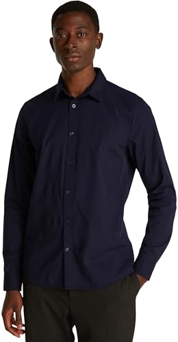 Calvin Klein Uomo Camicia Slim Stretch Shirt Maniche Lunghe, Blu (Night Sky), S