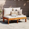 Keyroto Garten Lounge Holz Gartenmöbel Set Holz Balkon Lounge Loungemöbel Holz Lounge Sofa Outdoor Sitzecke Balkon Ecksofa Sofagarnitu Massivholz Akazie-Creme-2-tlg