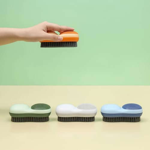 Cepillo de Ropa, Cepillo de Cerdas Suaves, Cepillo de Limpieza de Mano Colorido de 3 Piezas para Ropa, Lavado de Coches, Zapatos, Alfombras, Fregadero de Cocina, Cuarto de BañO (Azul, Blanco, Verde)