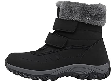 Stiefel für Mädchen, Schneeschuhe für Damen, Outdoor, warme Winterstiefel, kurze Damenstiefel, Winterstiefel, mittelhohe Stiefel, Schwarz , 40 EU