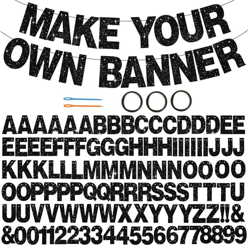 BEISHIDA Glitter Black 116 PCS A-Z DIY Letter Custom Banner Party Decor
