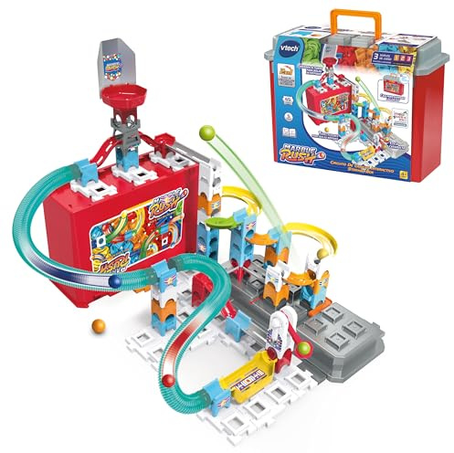 VTech - Marble Rush Storage Box, Construye y almacena, Maleta de Transporte Que Forma Parte del Circuito, Juguete de construcción, Regalo niños +4 años, Versión ESP