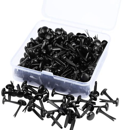 Nuyoah Musterbeutelklammern Schwarz Musterklammern Mini Brads Runde 200Stk Rundkopfklammern Metall Flügelklammern Klein 8x18mm für Schule Büro Papier Briefklammern Basteln Handwerk DIY