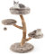 COSTWAY 90cm Kratzbaum Holz, Katzenbaum mit 4 Plüschsitzflächen, Ball & Kratzpfosten aus Jute, Katzenturm Katzenmöbel Massivholz, Katzenkratzbaum Kletterbaum Katzen, Braun