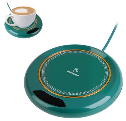 Coffee Mug Warmer Adjustable Coffee Cup Warmer with 3(45-75℃) Display, Portable USB Powered Heated Coaster, Smart Touch Cup Warmer - 8H Auto Shut Off for Desk Office Home Use for Coffee Tea Milk-Green