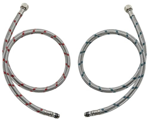 2 Pièces Raccordement de Flexible Robinet G3/8 x M10 60cm,Tressé Acier Inoxydable Rallonge Lavabo Tubes,Tuyau Flexible pour Robinet,Pour robinets chauds et froids,Cuisine,Salle de bain