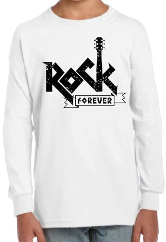 the Fan Tee Camiseta Infantil Manga Larga de Niño Niña Musica Rock Rockeando en Tela Punk, Alternativo, Guitarra Eléctrica, La Batería, El Bajo, Metal 027 12 años