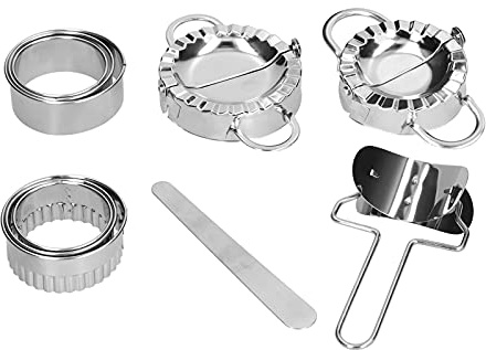 Juego de 10 moldes para hacer bolas de masa de acero inoxidable, molde y cortador para bolas de masa, herramienta de cocina profesional con formas redondas y de luna, incluye