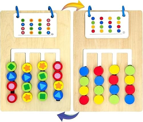 Occupazione demenza, 2026 Aggiornamento gioco di memoria a colori per anziani in legno con 20 carte, bifacciale giocabile e carte fissate in modo sicuro, facile da afferrare, attivazione e formazione