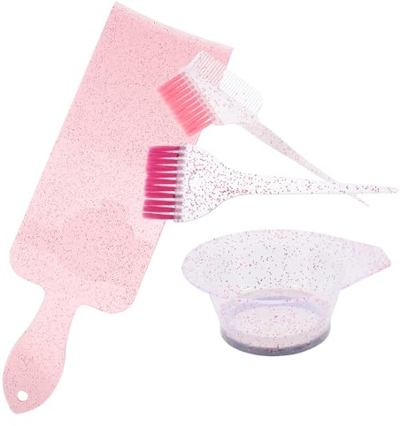 WRITWAA Juego de Pincel y Cuenco para Teñir el Cabello, Set de Tinte Rosa de Material Pp Resistente, Kit para Salón y Uso Doméstico, Suministros para Coloración y Mechas, Fácil de Usar, 1
