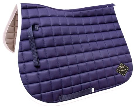 THKtack All Purpose Saddle Pad | Cob - Full | Navy | GP Saddle Cloth & Numnah | Shock Absorbing Foam & Breathable Mesh Lining | Quilted Horse Riding Saddle Pad for Everyday Training