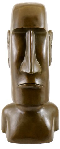 Konst & stämning – bronsfigur – Moai/stenkors från påskiljan figur – signerad av Milo – Moai skulptur – Moai huvud byst