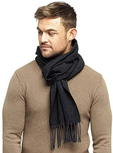 RJM Mens Black & Grey Herringbone Scarf
