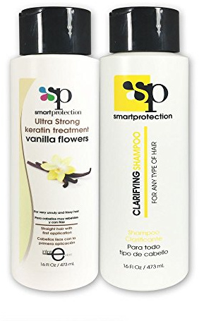 Vanilla Ultra Strong Keratin Treatment with Clarifying Shampoo 16oz by Smart Protection