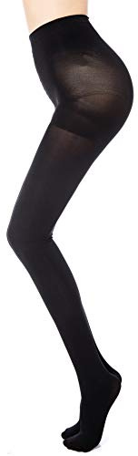 MANZI 1 Pair 70 Denier Women's Tights Stretch Run Resistant Opaque Control Top Tights, 1 Black, S