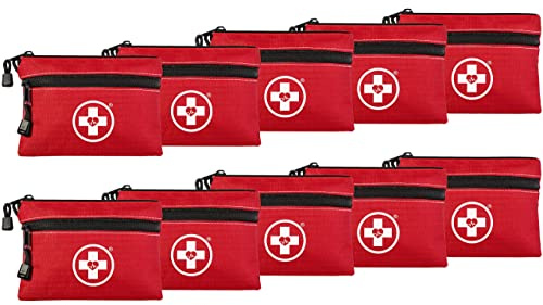 Swiss Safe 2-in-1 First Aid Kit for Car, Travel & Home, Businesses - Bonus Mini Kit for Medical Emergency Aid, Survival, Camping - 64 Piece, 10 Pack