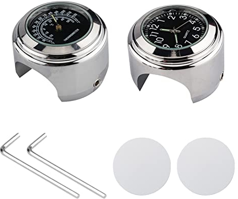 Shkalacar Universal Motorrad Lenker Uhr, Fahrradthermometer, Wasserdichter Uhr für Motorradlenker, Fahrräder, 22 mm-25,4 mm, 7/8 Zoll- 1 Zoll Lenker