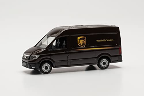 Herpa Modellauto MAN eTGE Kasten HD „UPS Niederlande“, originalgetreu im Maßstab 1:87, Auto Modell für Diorama, Modellbau Sammlerstück, Deko Automodelle aus Kunststoff