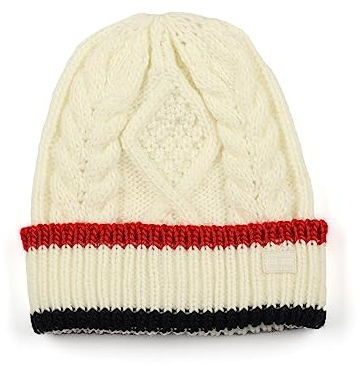 Tommy Hilfiger Damen Mütze mit Zopfmuster, Ecru Multi, Einheitsgröße