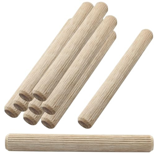 HARSKIYER 60pcs Hardwood Wood Dowel Pins, 1/2 Inch x 4 Inch Fluted Wood Dowels Rods Crafts Dowel Pegs for Woodworking Furniture Door Arts and Crafts DIY Projects, Straight Grooved(12x100mm)