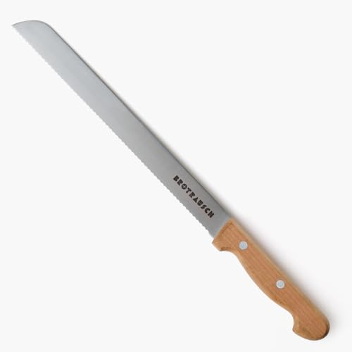 Brotrausch Brotmesser Wellenschliff Backzubehör Einzugsgeschenk - mit Pflaumenholzgriff und Klinge aus rostfreiem Edelstahl, Wellenschliff 26 cm, Made in Germany, Zufriedenheitsgarantie