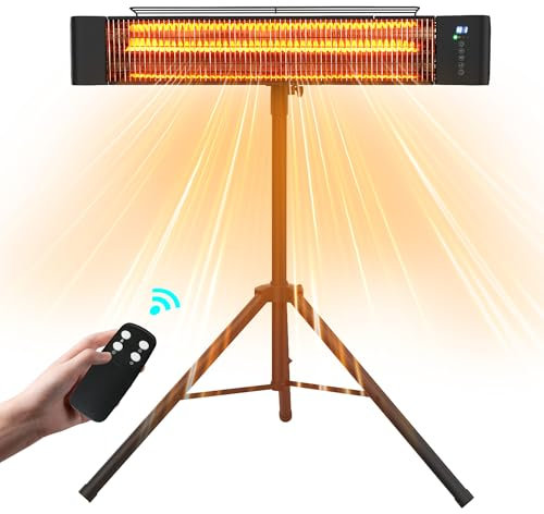Calentador de patio eléctrico infrarrojo Realsmart Calentador de patio infrarrojo de carbono para uso al aire última intervensión Realsmart 1500 W montado en la pared trípode de techo con
