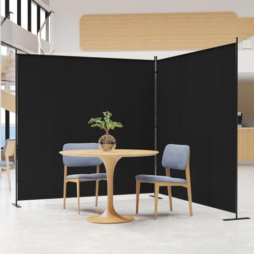 C-Hopetree 2 Panels Room Divider, 6 Ft Tall Indoor Folding Privacy Screen, Portable Partition Separator, Freestanding Separation Temporary Wall for Office, Bedroom, 142 W X 71 H, Black