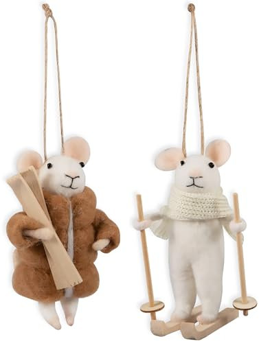 Trimits Needle Felting Mice Kit – Christmas Tree Decorations for Kids & Adults, Complete Craft Kit with Instructions, Wool Felt Set for Beginners, Homemade Gifts & DIY Baubles Embellishments