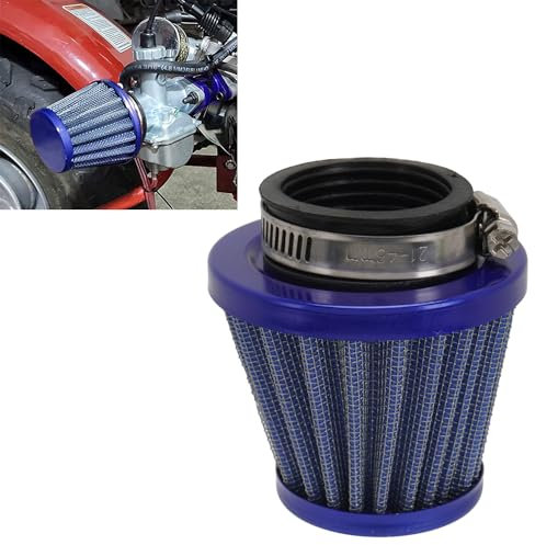 JFG RACING Filtro de Aire Moto 46 mm,Filtro Aire Universal Moto,Filtro Aire Admisión Aluminio para Motocross,Pit Bike,Scooter, ATV Limpiador de Carburador-Azul