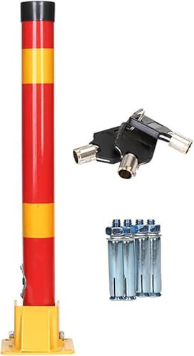 Parkpoller Parkleitplanken Sicherheitspoller Auffahrt Garage Sicherheitspfostenbarriere Mit 4 Ankerbolzen für verkehrssensible Bereiche für Private Parkplätze,Rot Gelb