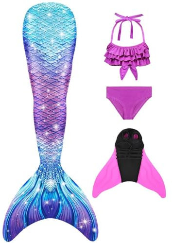 DNFUN Monofin Mädchen Cosplay mit Flossen