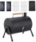 Barbecue au charbon de bois en forme de tonneau | Barbecue de camping avec fonction fumage | Barbecue multifonction pour balcon, terrasse, jardin