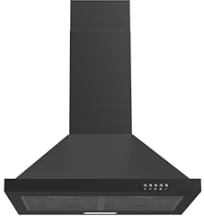 PKM Campana extractora 6090BV | Campana de pared | Incluye filtro de carbón | Chapa de acero negro | 60 cm | Iluminación LED | Clase de eficiencia energética A++
