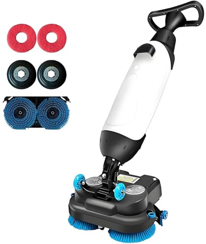 MLYYYDSS Autolaveuse de sols Professionnelle, Puissance de Brosse 2 x 250 W et Double réservoir 4.5 L + 7.5 L, autolaveuse et polisseuse électrique 36 V pour sols en carrelage et béton White