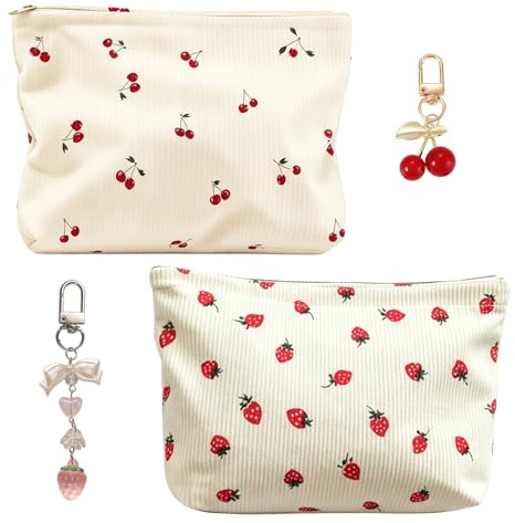 UJBVCX 2PCS Trousse de Toilette, Fruits Trousse de Maquillage, Toilette Femme, Sac de Organiseur Cosmétique pour Camping et Voyages